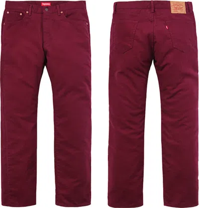 Pre-owned Supreme Men's  Levis Moleskin 505 Jean In Burgundy
