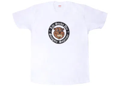 Pre-owned Supreme Men's  Life Sucks Die Tee Shirt In White