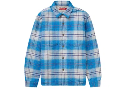 Pre-owned Supreme Men's  Lined Flannel Snap Shirt In Blue