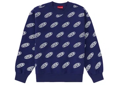Pre-owned Supreme Men's  Liner Crewneck Sweatshirt In Washed Navy Blue