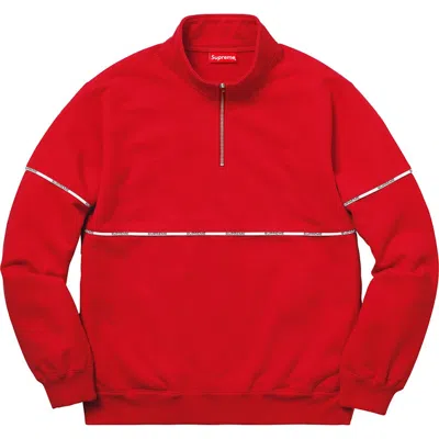 Pre-owned Supreme Men's  Logo Piping Half Zip Sweatshirt In Red