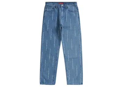 Pre-owned Supreme Men's  Logo Stripe Jacquard Regular Jean In Blue