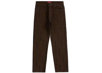 Pre-owned Supreme Men's  Logo Stripe Jacquard Regular Jean In Brown