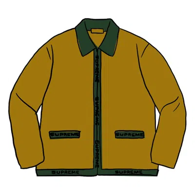 Pre-owned Supreme Men's  Logo Trim Zip Up Cardigan In Olive