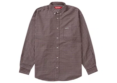 Pre-owned Supreme Men's  Loose Fit Oxford Shirt In Brown Plaid