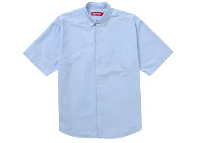 Pre-owned Supreme Men's  Loose Fit Short Sleeve Oxford Shirt Ss24 In Light Blue