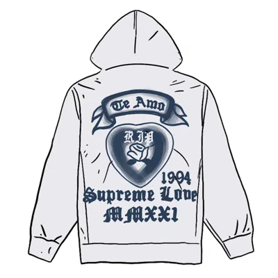 Pre-owned Supreme Men's  Love Hooded Sweatshirt In Ash Grey In Gray