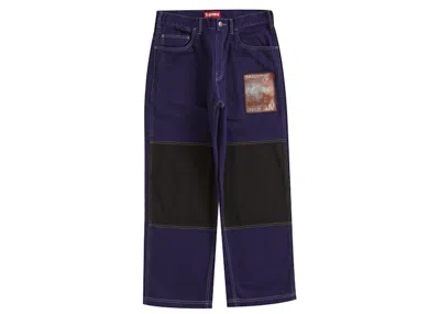 Pre-owned Supreme Men's  Mark Leckey Dream English Kid Twill Panel Pants In Navy Blue