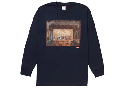 Pre-owned Supreme Men's  Martin Wong Attorney Street Long Sleeve Tee Shirt In Navy Blue
