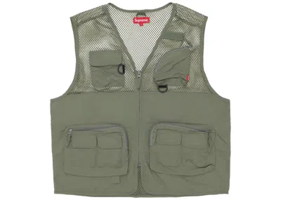 Pre-owned Supreme Men's  Mesh Cargo Vest In Light Olive In Green