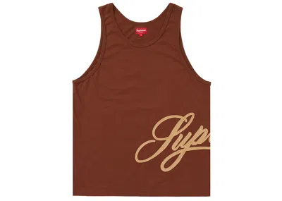 Pre-owned Supreme Men's  Mesh Script Tank Top In Brown