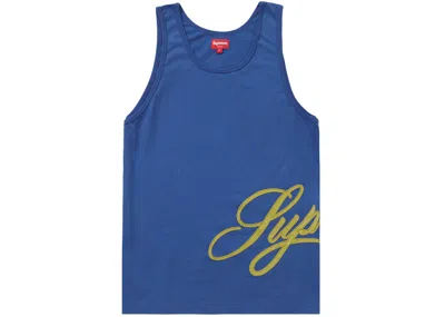 Pre-owned Supreme Men's  Mesh Script Tank Top In Light Blue