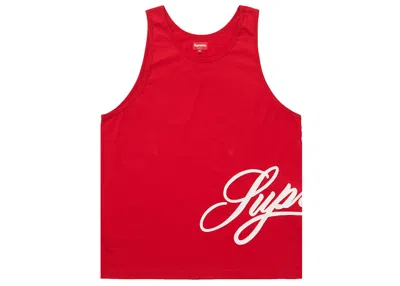 Pre-owned Supreme Men's  Mesh Script Tank Top In Red