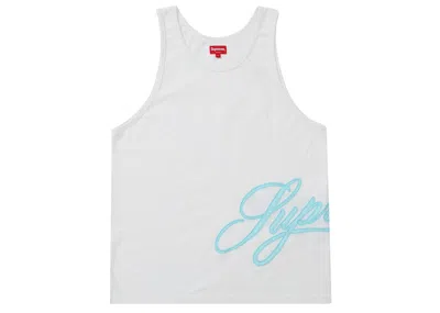 Pre-owned Supreme Men's  Mesh Script Tank Top In White