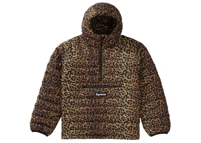 Pre-owned Supreme Men's  Micro Down Half Zip Hooded Pullover (fw21) In Leopard