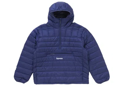 Pre-owned Supreme Men's  Micro Down Half Zip Hooded Pullover (fw24) In Navy Blue