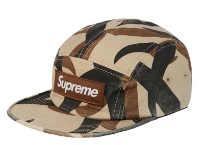 Pre-owned Supreme Men's  Military Camp Cap (fw19) In Tan Tribal Camo