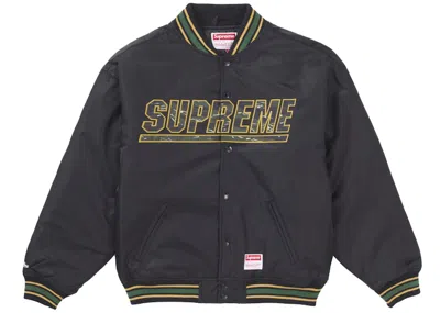 Pre-owned Supreme Men's  Mitchell & Ness Camo Logo Varsity Jacket In Black