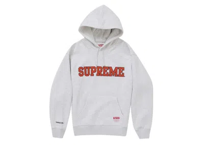 Pre-owned Supreme Men's  Mitchell & Ness Ncaa Hooded Sweatshirt In Ash Grey In Gray