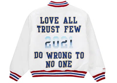 Pre-owned Supreme Men's  Mitchell & Ness Satin Varsity Jacket In White