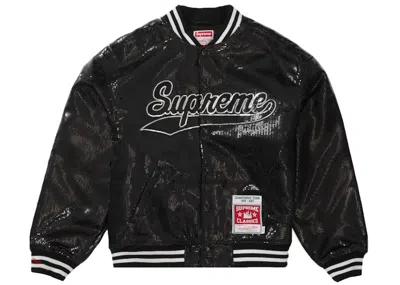 Pre-owned Supreme Men's  Mitchell & Ness Sequin Varsity Jacket In Black