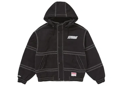 Pre-owned Supreme Men's  Mitchell & Ness Twill Stadium Jacket In Black