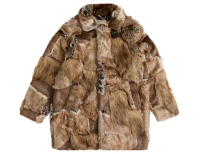Pre-owned Supreme Men's  Mm6 Maison Margiela Patchwork Faux Fur Coat In Brown