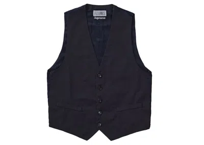 Pre-owned Supreme Men's  Mm6 Maison Margiela Washed Cotton Suit Vest In Navy Blue