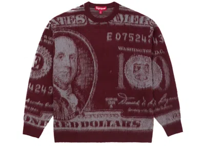 Pre-owned Supreme Men's  Money Sweater In Burgundy