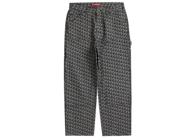 Pre-owned Supreme Men's  Monogram Double Knee Denim Painter Pant (fw21) In Black