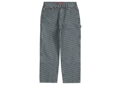 Pre-owned Supreme Men's  Monogram Double Knee Denim Painter Pant (fw21) In Blue