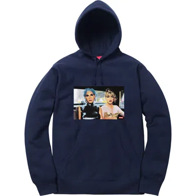 Pre-owned Supreme Men's  Nan Goldin Misty And Jimmy Paulette Hooded Sweatshirt In Navy Blue