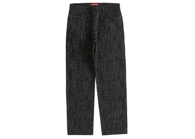 Pre-owned Supreme Men's  Needle Punch Regular Jean In Washed Black