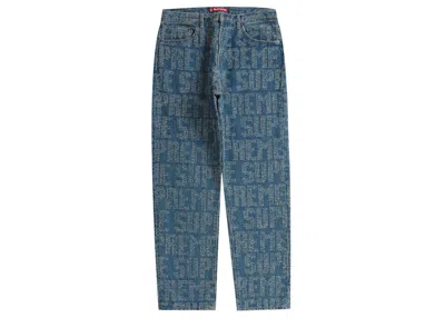 Pre-owned Supreme Men's  Needle Punch Regular Jean In Washed Blue