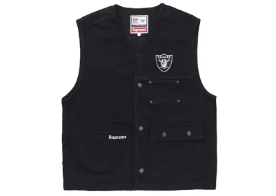 Pre-owned Supreme Men's  Nfl X Raiders X '47 Denim Vest In Black