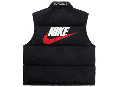Pre-owned Supreme Men's  Nike Denim Puffer Vest In Black