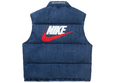 Pre-owned Supreme Men's  Nike Denim Puffer Vest In Indigo