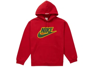 Pre-owned Supreme Men's  Nike Leather Applique Hooded Sweatshirt In Red