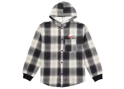 Pre-owned Supreme Men's  Nike Plaid Hooded Sweatshirt In Black