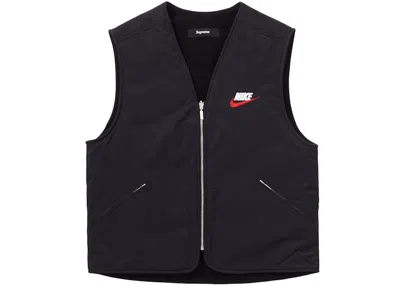 Pre-owned Supreme Men's  Nike Reversible Nylon Sherpa Vest In Black
