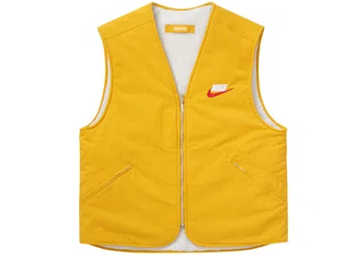 Pre-owned Supreme Men's  Nike Reversible Nylon Sherpa Vest In Mustard