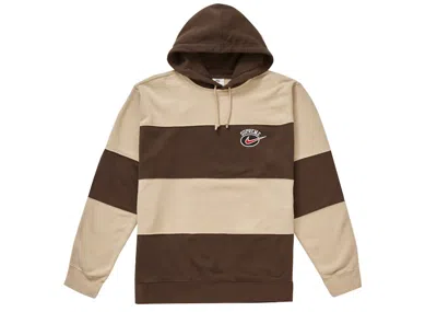 Pre-owned Supreme Men's  Nike Stripe Hooded Sweatshirt In Tan In Brown