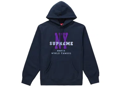 Pre-owned Supreme Men's  Ny Hooded Sweatshirt In Navy Blue