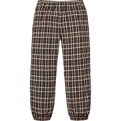 Pre-owned Supreme Men's  Nylon Plaid Track Pant In Tan In Brown