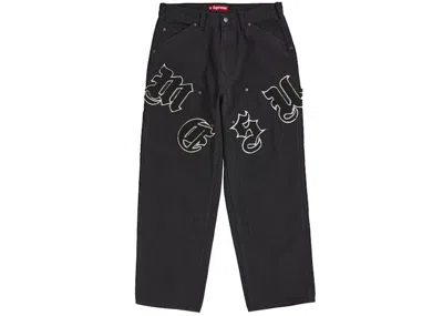 Pre-owned Supreme Men's  Old English Canvas Double Knee Painter Pant In Black