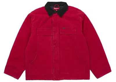 Pre-owned Supreme Men's  Old English Canvas Work Jacket In Red