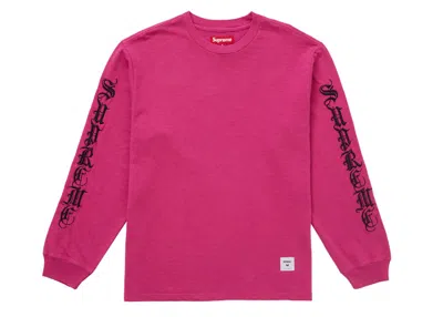 Pre-owned Supreme Men's  Old English Long Sleeve Top In Magenta