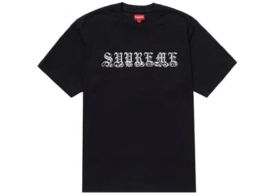 Pre-owned Supreme Men's  Old English Rhinestone Short Sleeve Top In Black