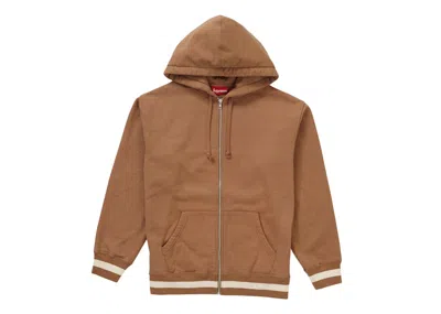 Pre-owned Supreme Men's  Old English Stripe Zip Up Sweatshirt In Brown