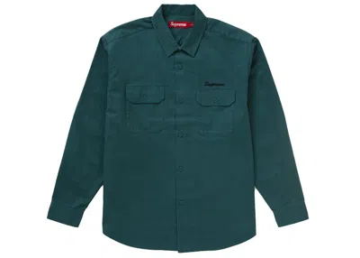 Pre-owned Supreme Men's  Our Lady Work Shirt In Dusty Teal In Blue